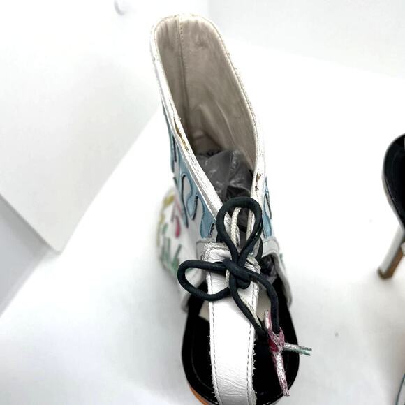 Sophia Webster Arty Party Paint Splatter Heel Tie Back Booties Size 7.5 - Picture 8 of 15